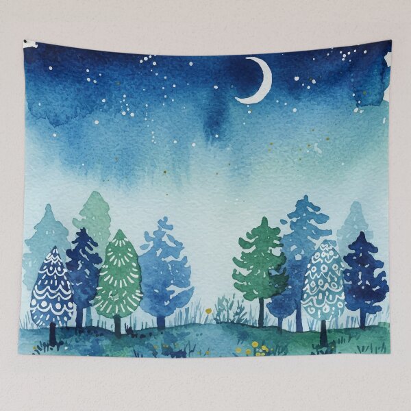 Item preview, Coniferous forest under a starry sky designed and sold by Design4uStudio.