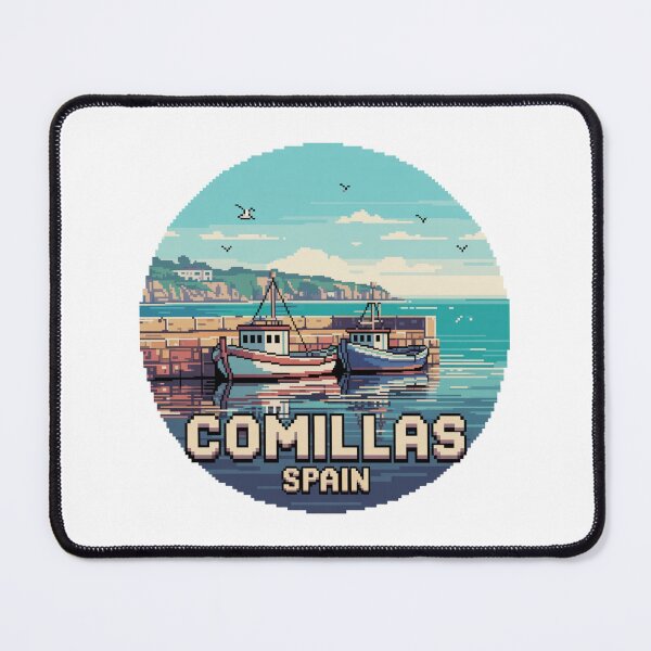 Item preview, Comillas Spain Fishing Boats Pixel Art Coastline designed and sold by CircinusStore.