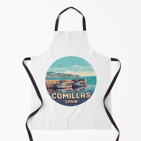 Item preview, Comillas Spain Fishing Boats Pixel Art Coastline designed and sold by CircinusStore.