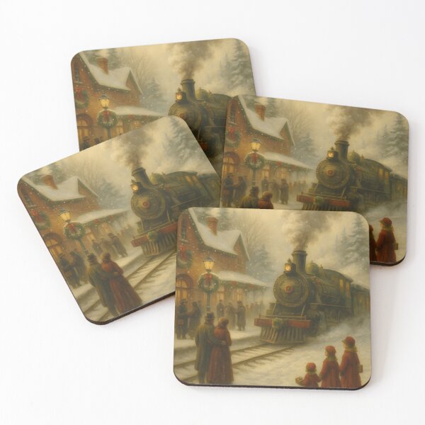 Item preview, Christmas vintage Train Station, christmas design  designed and sold by Creativveworrld03.