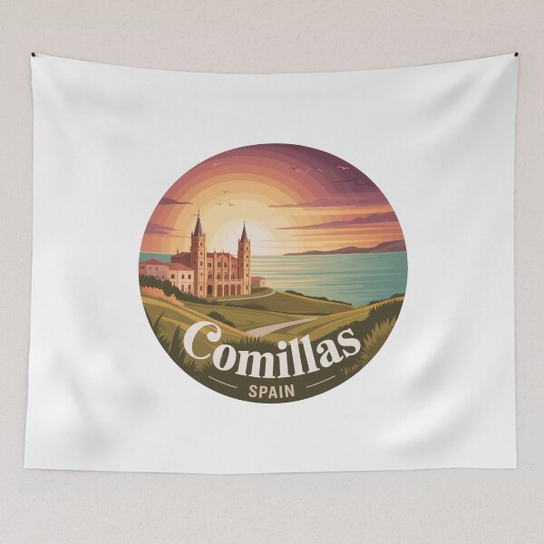 Item preview, Comillas Spain Sunset Coastal Illustration designed and sold by CircinusStore.