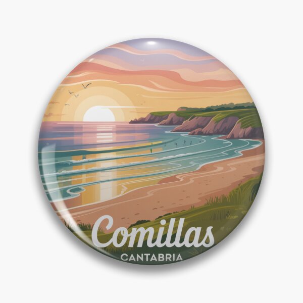 Item preview, Comillas Cantabria Sunset Beach Art – Coastal Landscape Illustration designed and sold by CircinusStore.