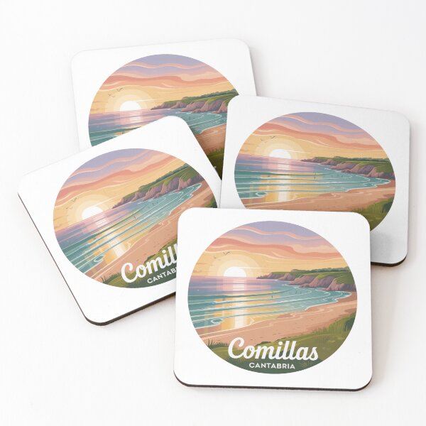 Item preview, Comillas Cantabria Sunset Beach Art – Coastal Landscape Illustration designed and sold by CircinusStore.