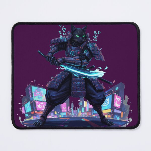 Item preview, Street Samurai Cat – Blade of the Neon District designed and sold by SoftgroveStudio.