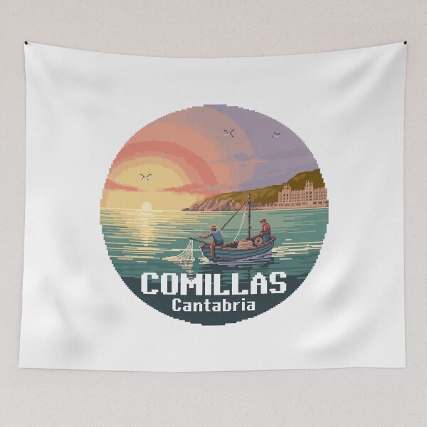 Item preview, Comillas Cantabria Fishermen Sunset Pixel Art designed and sold by CircinusStore.