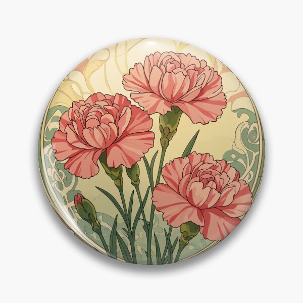 Item preview, January Birthday Pink Carnations Art Nouveau Style designed and sold by taiche.