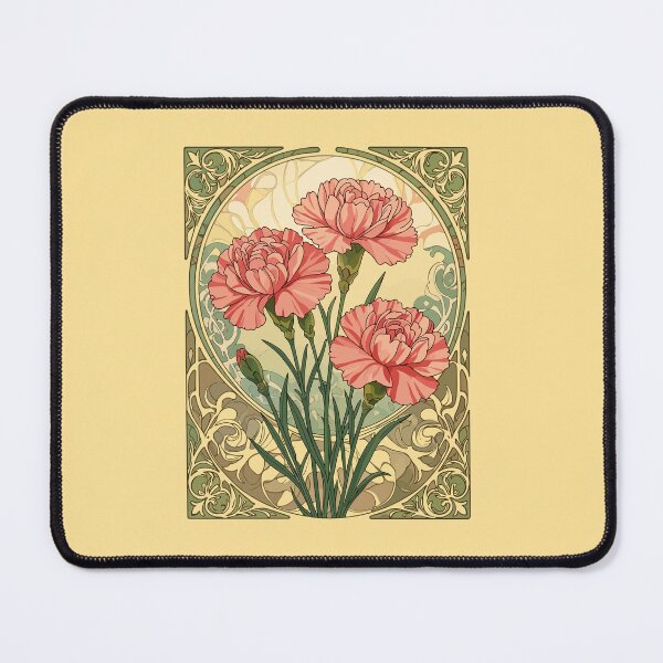 Item preview, January Birthday Pink Carnations Art Nouveau Style designed and sold by taiche.