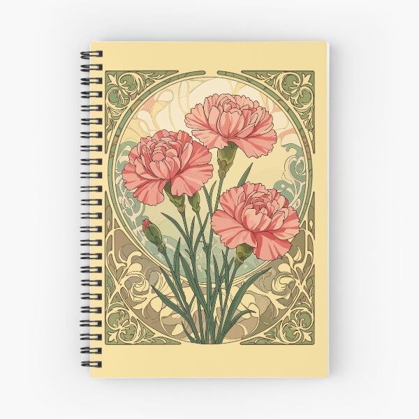 Item preview, January Birthday Pink Carnations Art Nouveau Style designed and sold by taiche.
