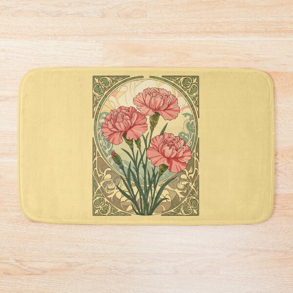 Item preview, January Birthday Pink Carnations Art Nouveau Style designed and sold by taiche.