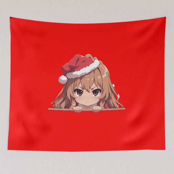 Item preview, Taiga Aisaka Toradora Chibi Kawaii Christmas Peeker Anime Girl Holiday Spirit designed and sold by TorbenKuhano.