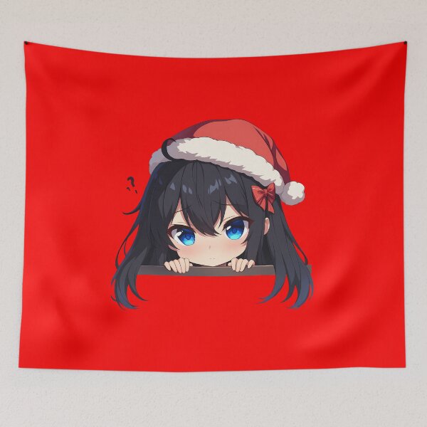 Item preview, Yukino Yukinoshita Oregairu Chibi Kawaii Christmas Peeker Anime Girl Holiday Calm designed and sold by TorbenKuhano.