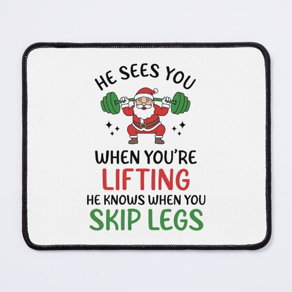 Item preview, He Sees You When You’re Lifting - Funny Santa Barbell Squat Leg Day Christmas Gym designed and sold by Brogress Project.