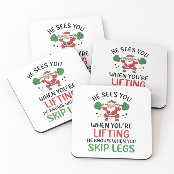 Item preview, He Sees You When You’re Lifting - Funny Santa Barbell Squat Leg Day Christmas Gym designed and sold by Brogress Project.
