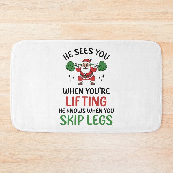 Item preview, He Sees You When You’re Lifting - Funny Santa Barbell Squat Leg Day Christmas Gym designed and sold by Brogress Project.