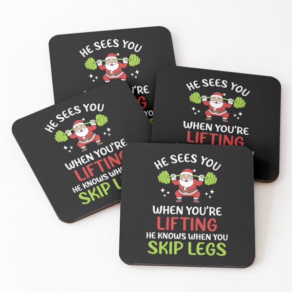 Item preview, He Sees You When You’re Lifting - Funny Santa Barbell Squat Leg Day Christmas Gym designed and sold by Brogress Project.