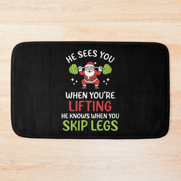 Item preview, He Sees You When You’re Lifting - Funny Santa Barbell Squat Leg Day Christmas Gym designed and sold by Brogress Project.