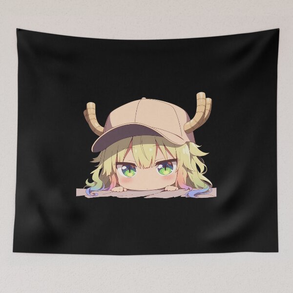 Item preview, Miss Lucoa Kobayashi Maid Dragon Chibi Peeking Cute Cap Rainbow Tips Anime designed and sold by TorbenKuhano.