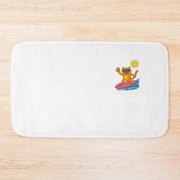 Item preview, Surfing Cat Yoko with Cookie – Fun Summer Cartoon Illustration designed and sold by YokoByIngoErno.
