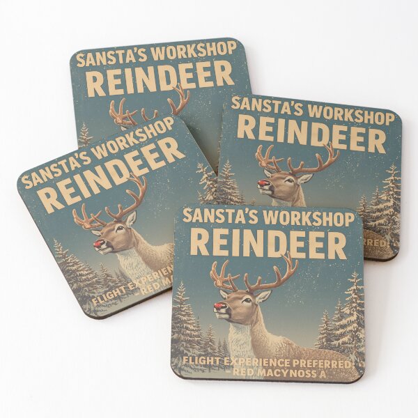 Item preview, Vintage Reindeer Hiring Poster Christmas Art designed and sold by EsolinNova.