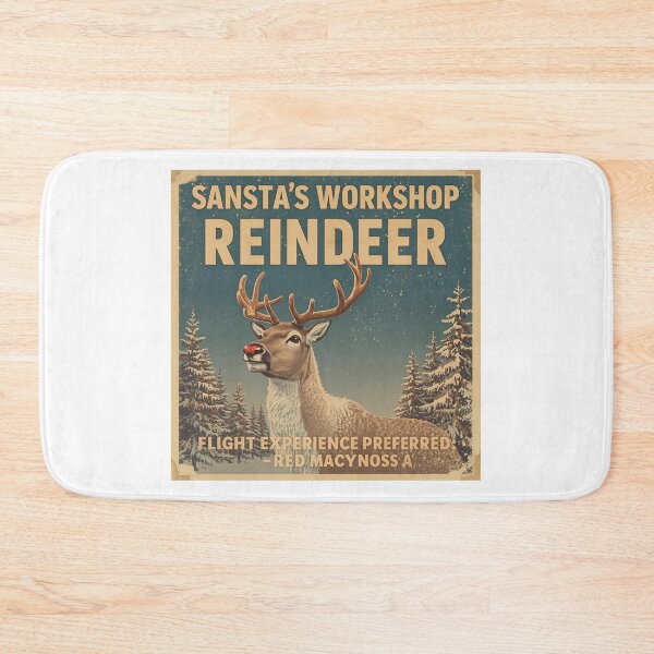 Item preview, Vintage Reindeer Hiring Poster Christmas Art designed and sold by EsolinNova.