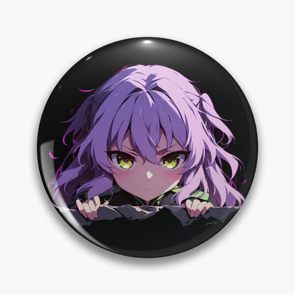 Item preview, Hiiragi Shinoa Seraph Of The End Chibi Peeking Purple Hair Green Eyes Anime designed and sold by TorbenKuhano.