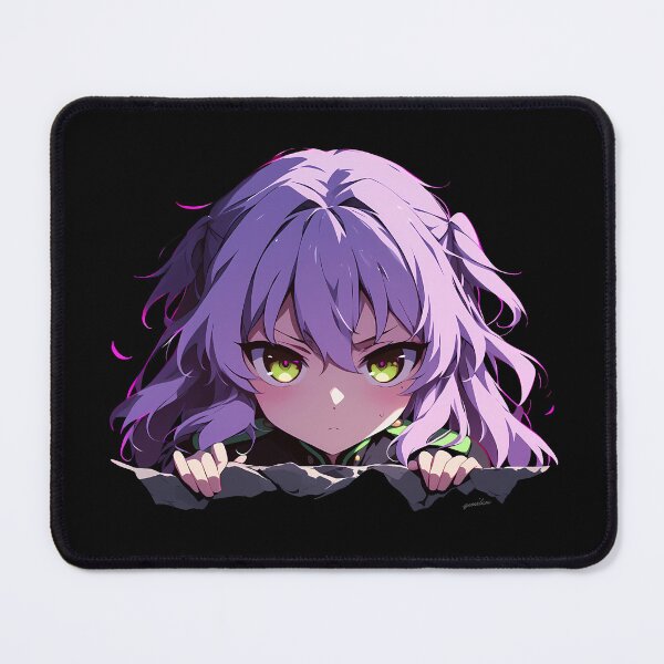 Item preview, Hiiragi Shinoa Seraph Of The End Chibi Peeking Purple Hair Green Eyes Anime designed and sold by TorbenKuhano.