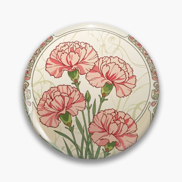 Item preview, January Birthday Pink Dianthus Art Nouveau Style designed and sold by taiche.