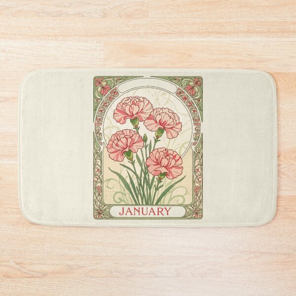 Item preview, January Birthday Pink Dianthus Art Nouveau Style designed and sold by taiche.