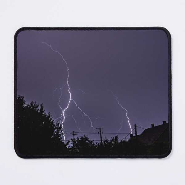 Item preview, Twin Lightning Strikes Purple Sky Photographic Print designed and sold by Mother-Nature65.