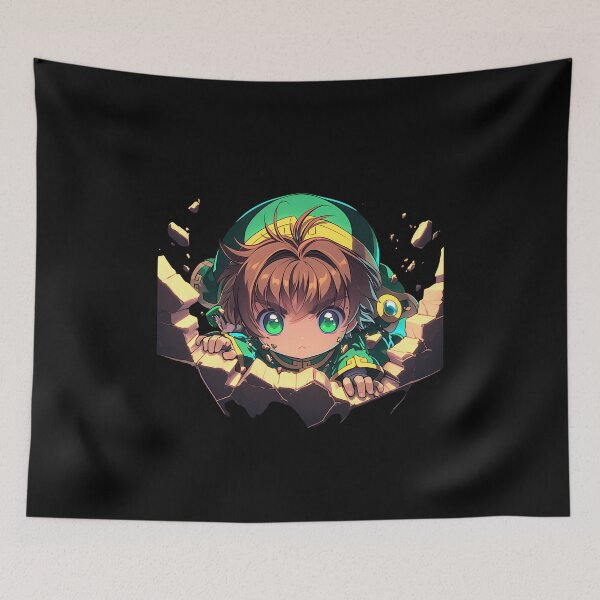 Item preview, Syaoran Li Cardcaptor Sakura Peeking Determined Green Eyes Chibi Anime designed and sold by TorbenKuhano.