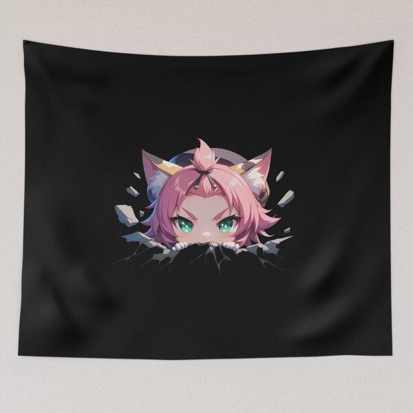 Item preview, Diona Peeking Through Wall Chibi Style From Genshin Impact Game designed and sold by TorbenKuhano.