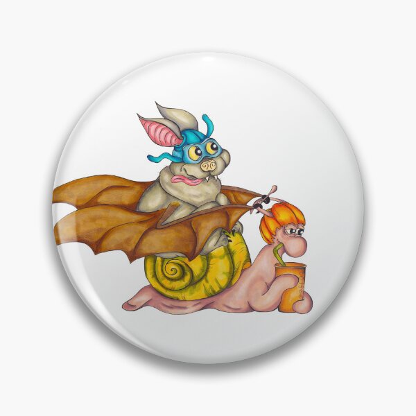 Item preview, Cute bat riding on the shell of a slow-moving snail designed and sold by SchneckeHasiART.