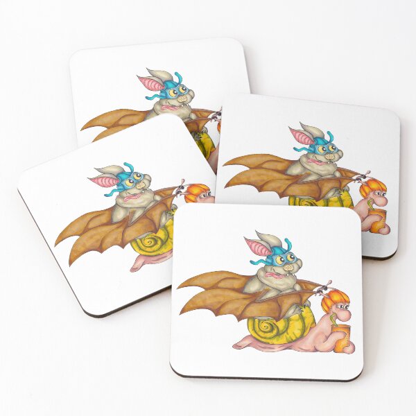 Item preview, Cute bat riding on the shell of a slow-moving snail designed and sold by SchneckeHasiART.