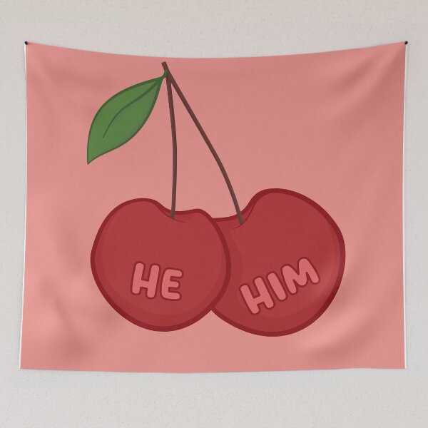 Item preview, Cherries He/Him Pronouns designed and sold by MoonMint.