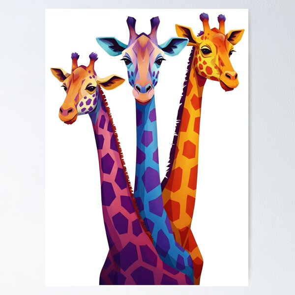 Item preview, Colorful Giraffe Trio – Vibrant Abstract Animal Wall Art designed and sold by R-B-Colors.