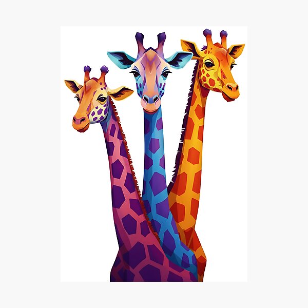 Item preview, Colorful Giraffe Trio – Vibrant Abstract Animal Wall Art designed and sold by R-B-Colors.