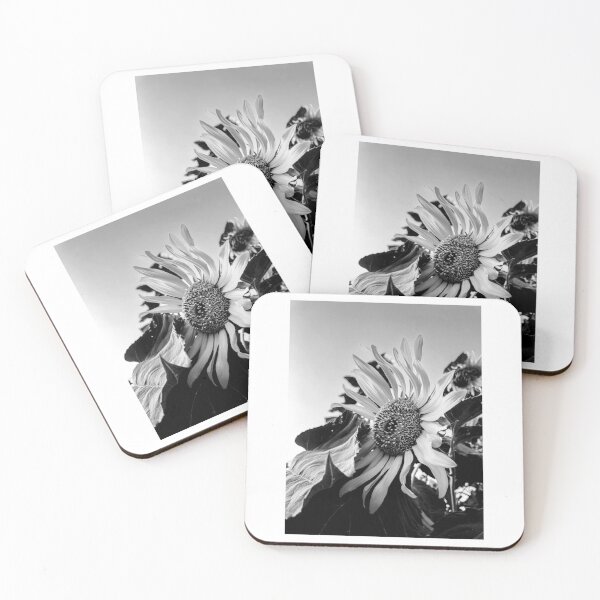 Item preview, Sunflower Head Close Up Black and White Photographic Print designed and sold by Mother-Nature65.