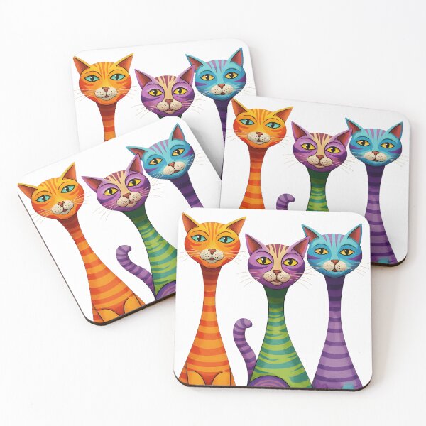 Item preview, Colorful Cats Trio – Modern Pop Art Cat Illustration designed and sold by R-B-Colors.