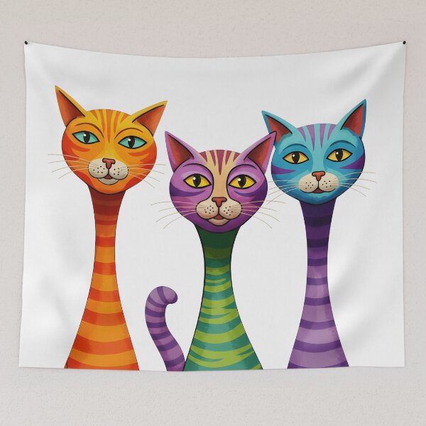 Item preview, Colorful Cats Trio – Modern Pop Art Cat Illustration designed and sold by R-B-Colors.