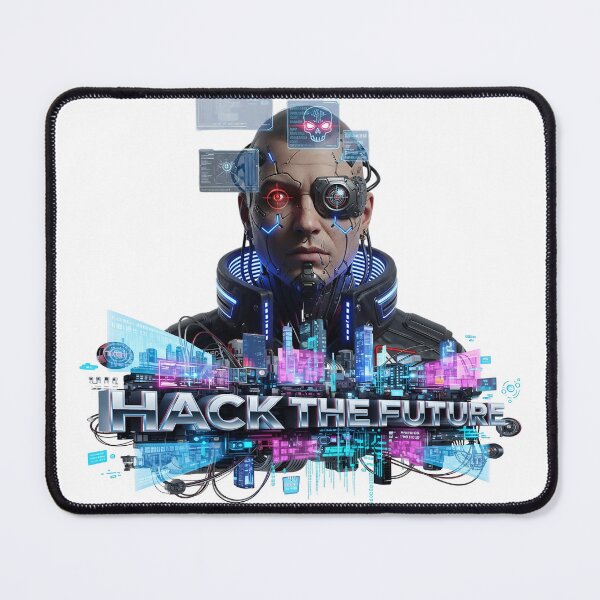 Item preview, Cyberpunk Hacker with Bionic Eye and Neon City designed and sold by newvisionart191.