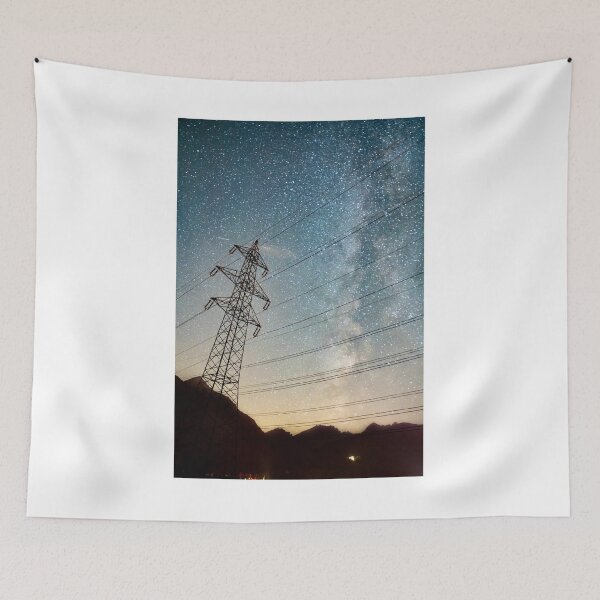 Item preview, Starry Night Sky Pylon Wires Photographic Print designed and sold by Mother-Nature65.