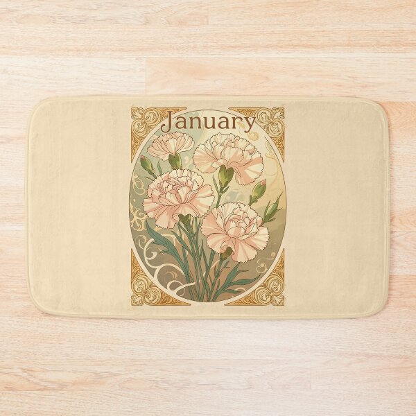 Item preview, January Birthday Pink Dianthus Flowers Art Nouveau Style designed and sold by taiche.