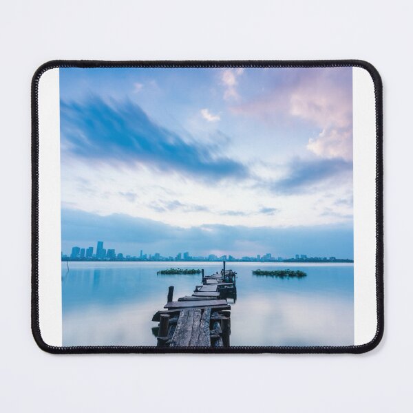 Item preview, Wooden Bridge Into Lake Cloudy Sky Photographic Print designed and sold by Mother-Nature65.