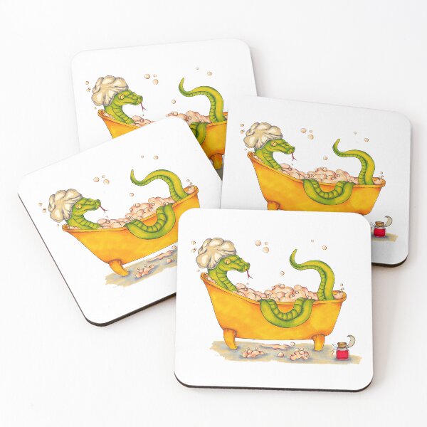 Item preview, A snake relaxing in the bathtub designed and sold by SchneckeHasiART.