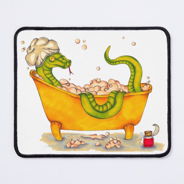 Item preview, A snake relaxing in the bathtub designed and sold by SchneckeHasiART.