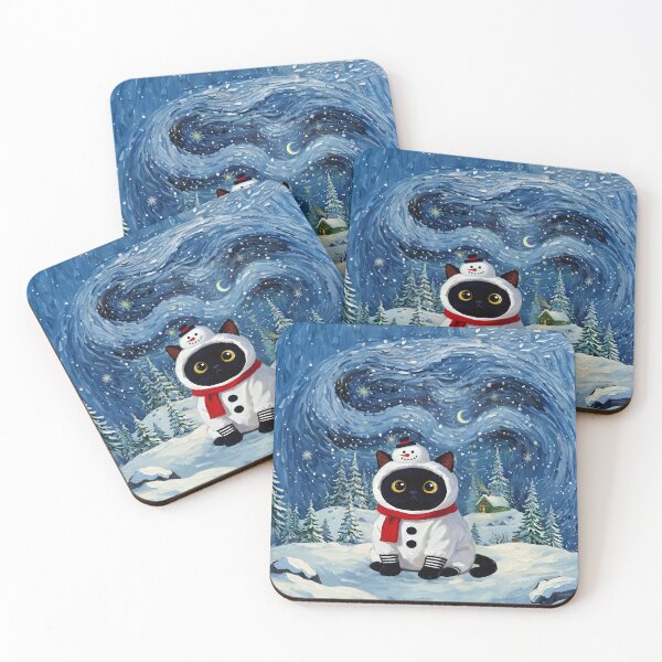 Item preview, Starry Night Snowman Cat - Merry Christmas designed and sold by Meow Gogh Painter Studio.
