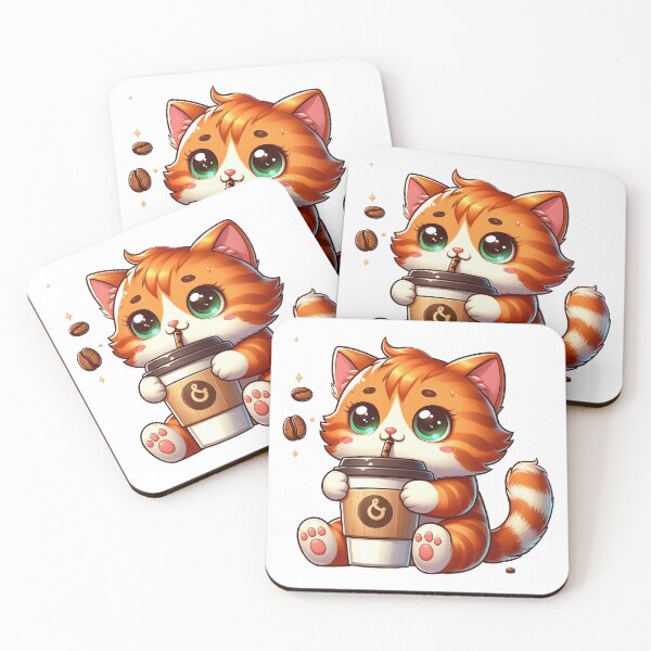 Item preview, Cute Coffee Cat – Kawaii Cat Holding Coffee Cup – Adorable Cozy Kitty Art designed and sold by Lulunza.