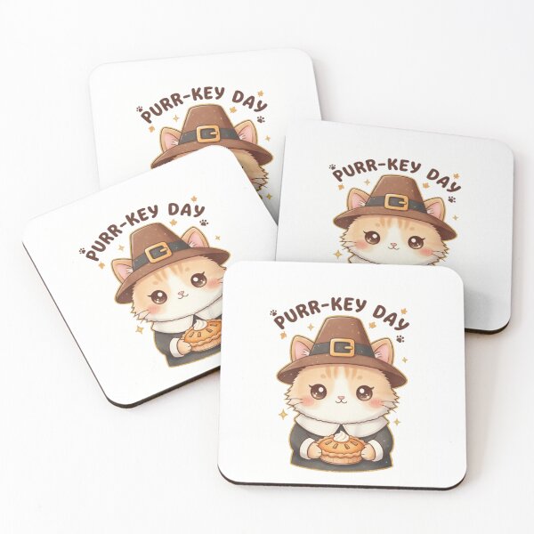 Item preview, Kawaii Pilgrim Cat T-Shirt: Purr-key Day Funny Thanksgiving Tee designed and sold by ZyxDes.