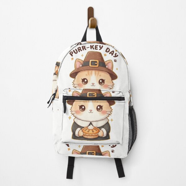 Item preview, Kawaii Pilgrim Cat T-Shirt: Purr-key Day Funny Thanksgiving Tee designed and sold by ZyxDes.