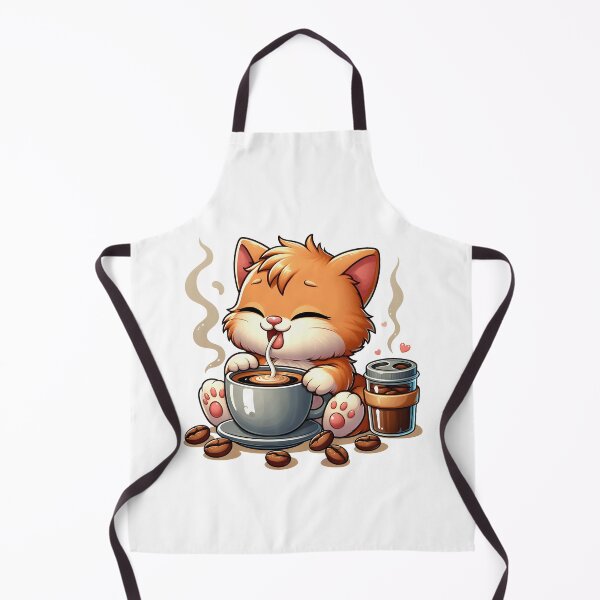 Item preview, Kawaii Coffee Cat Drinking Latte – Cute Kitten Illustration – Cozy Aesthetic Art designed and sold by Lulunza.